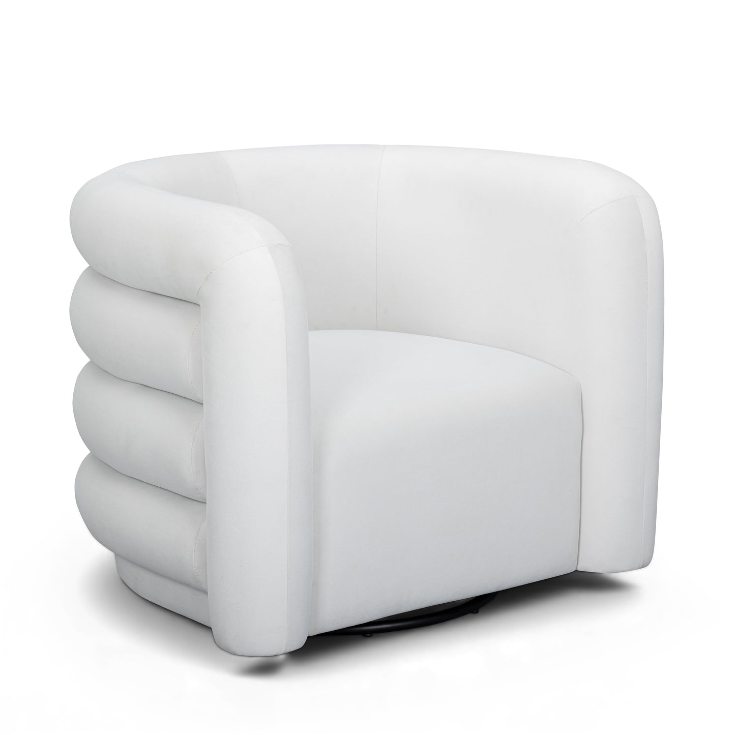 Curves Performance Velvet Swivel Accent Chair in Cream