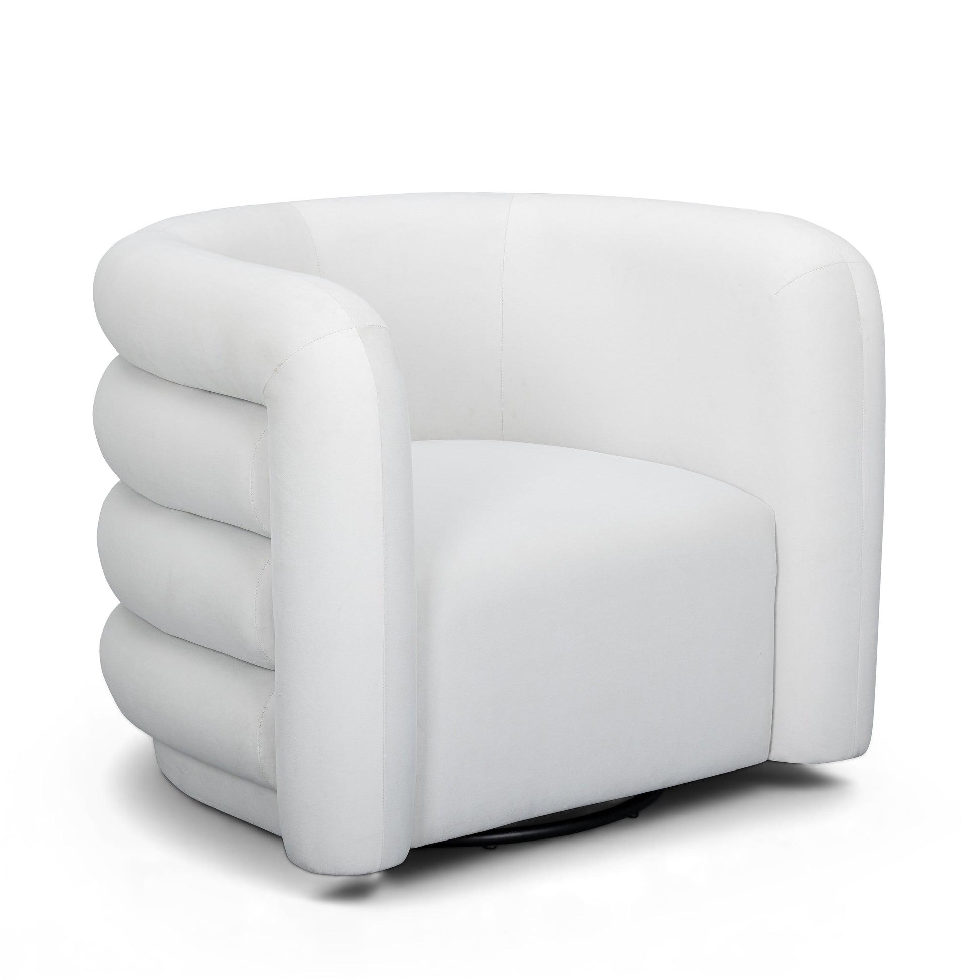 Curves Performance Velvet Swivel Accent Chair in Cream