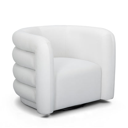Curves Performance Velvet Swivel Accent Chair in Cream