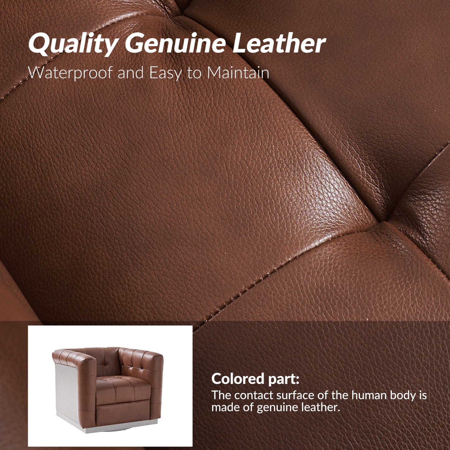 Arnold Genuine Leather Swivel Club Chair