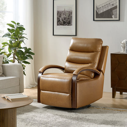 Konradin Genuine Leather Swivel Rocking Manual Recliner