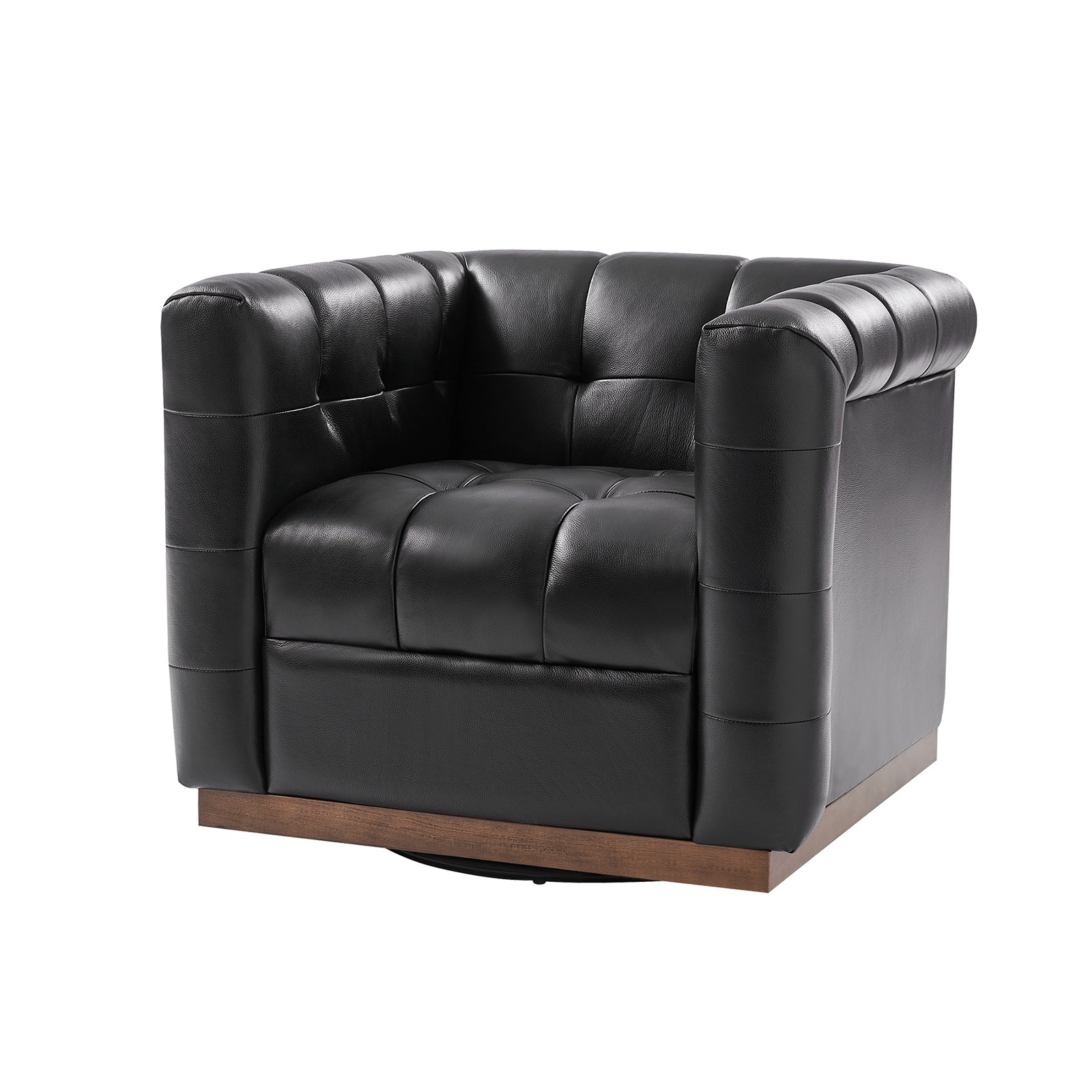 Arnold Genuine Leather Swivel Club Chair