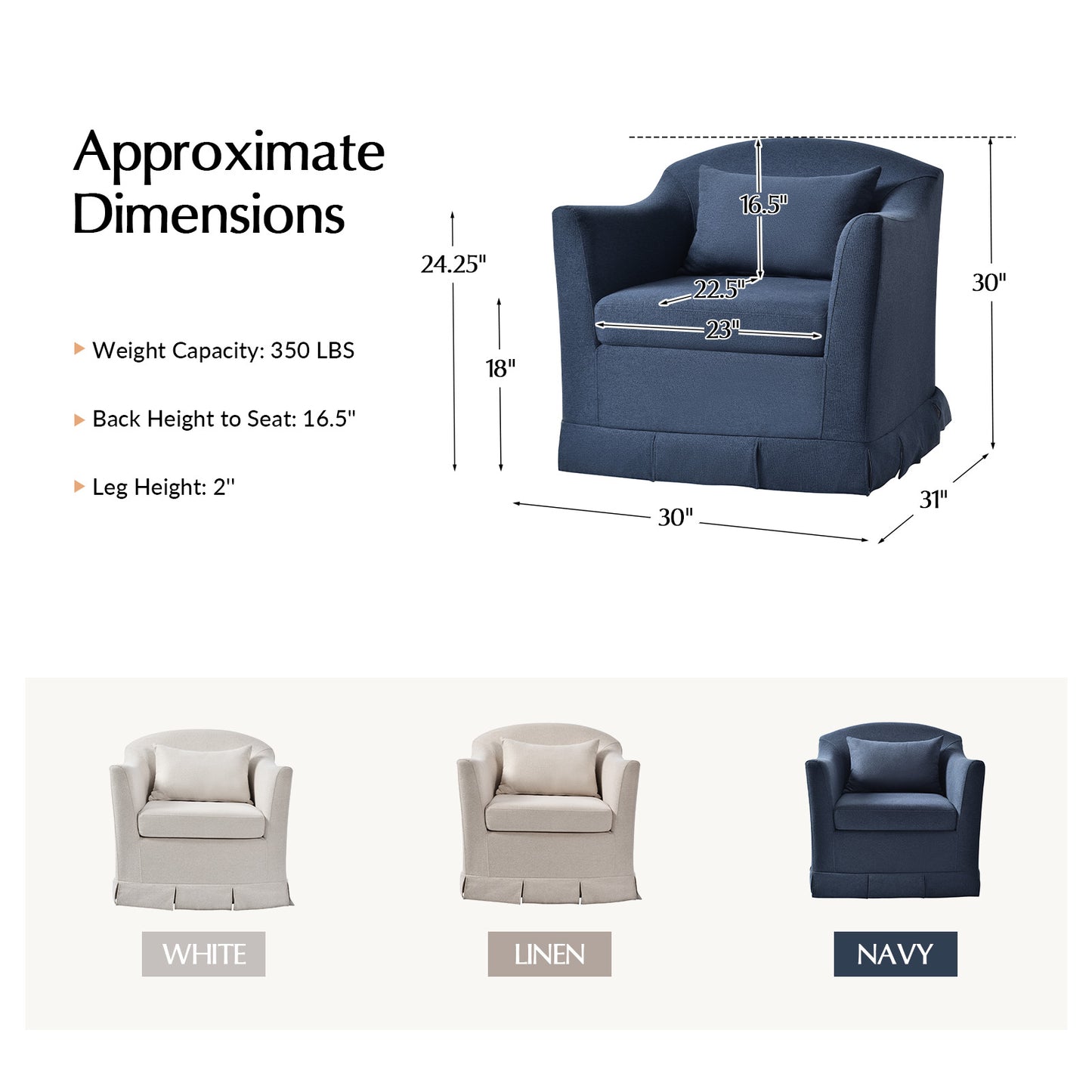 Patricia Slipcovered Swivel Armchair