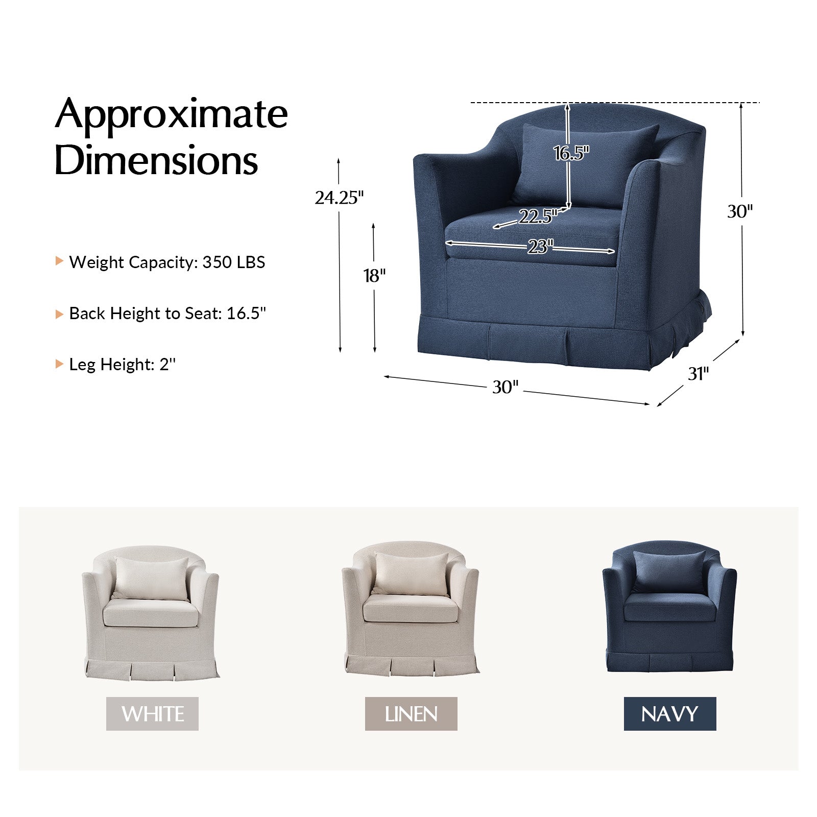 Patricia Slipcovered Swivel Armchair
