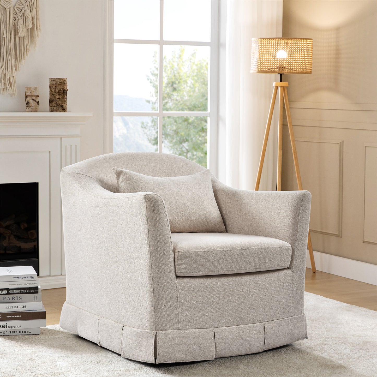 Patricia Slipcovered Swivel Armchair