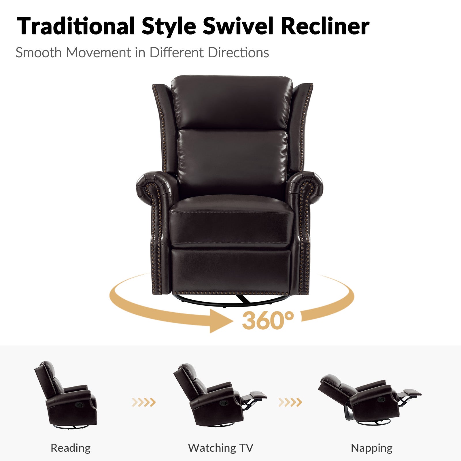 Albert Genuine Leather Manual Swivel Glider Recliner
