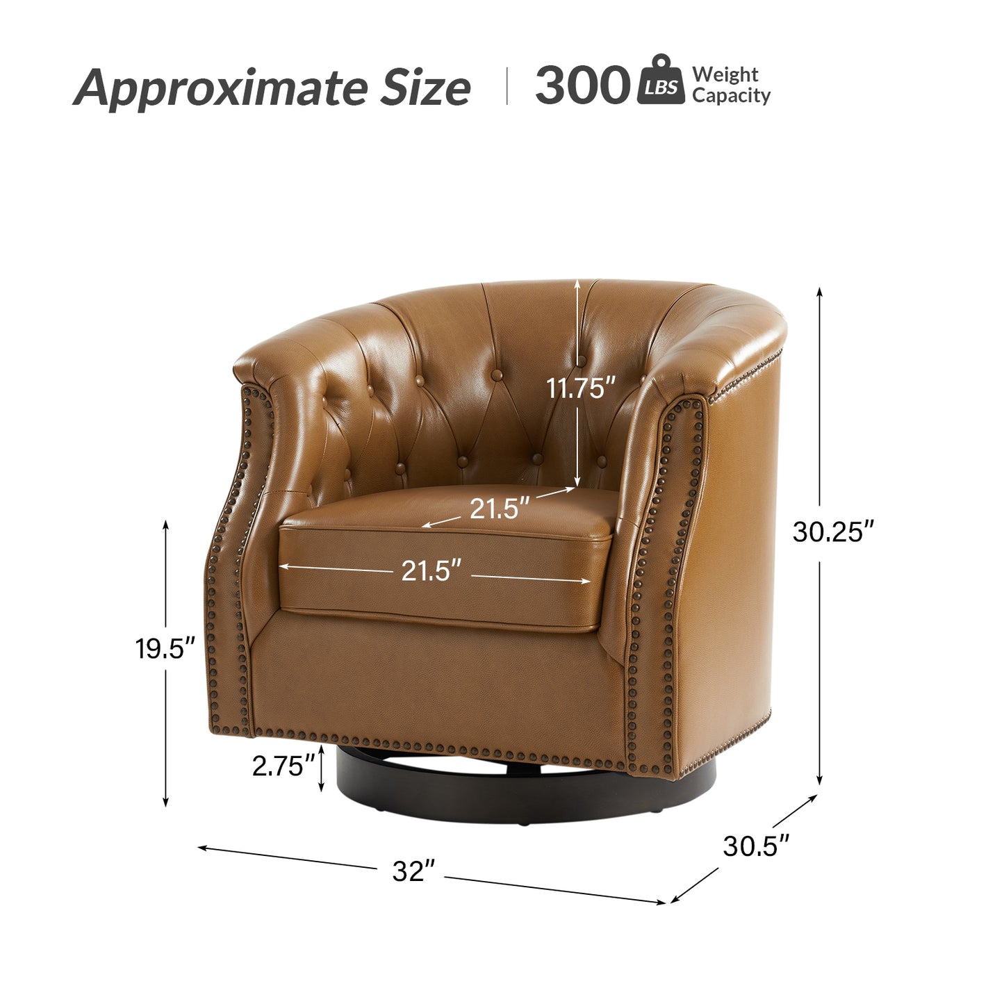 Veitin Chesterfield Rocker and Swivel Genuine Leather Chair