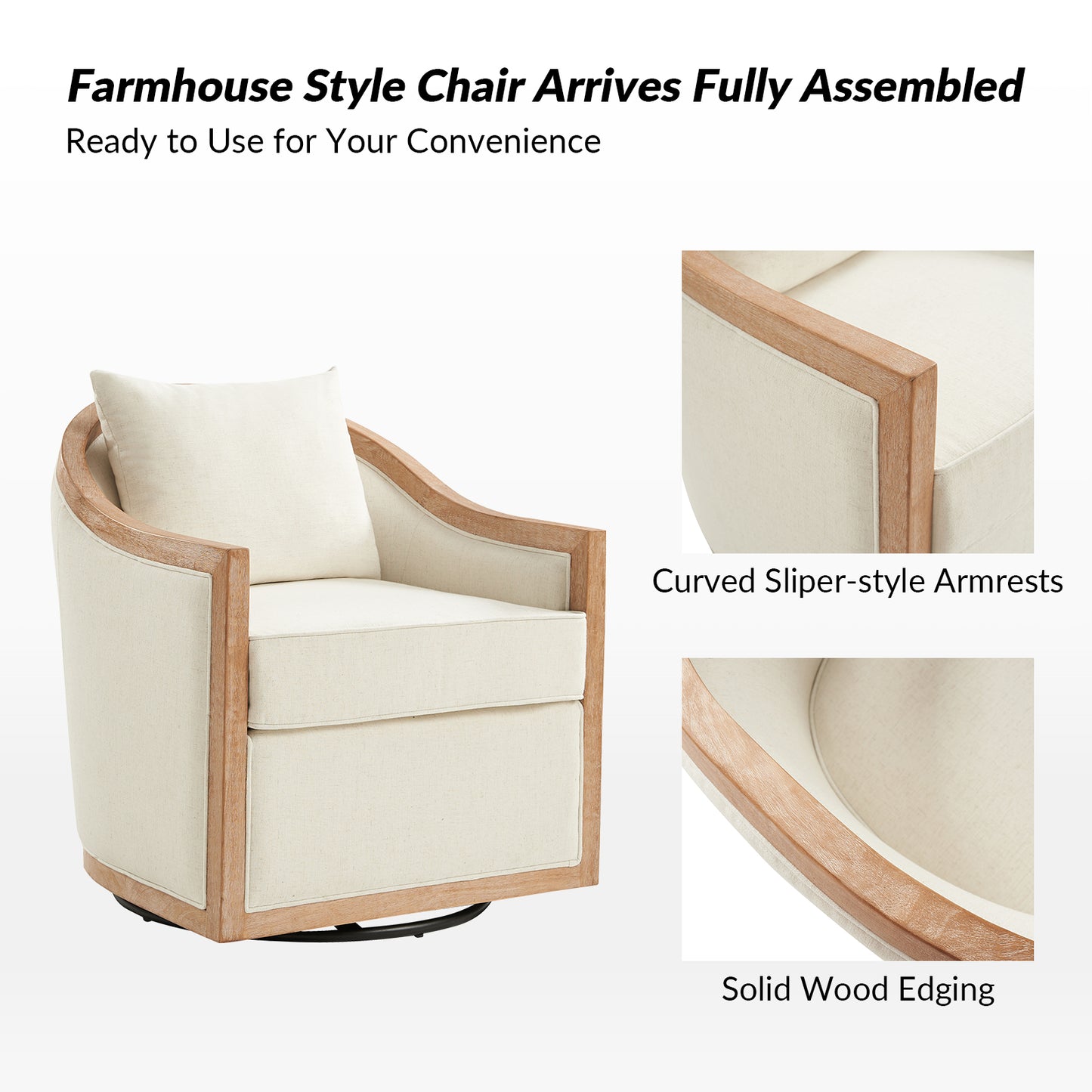 Paul Jess Farmhouse Solid Wood Swivel Chair