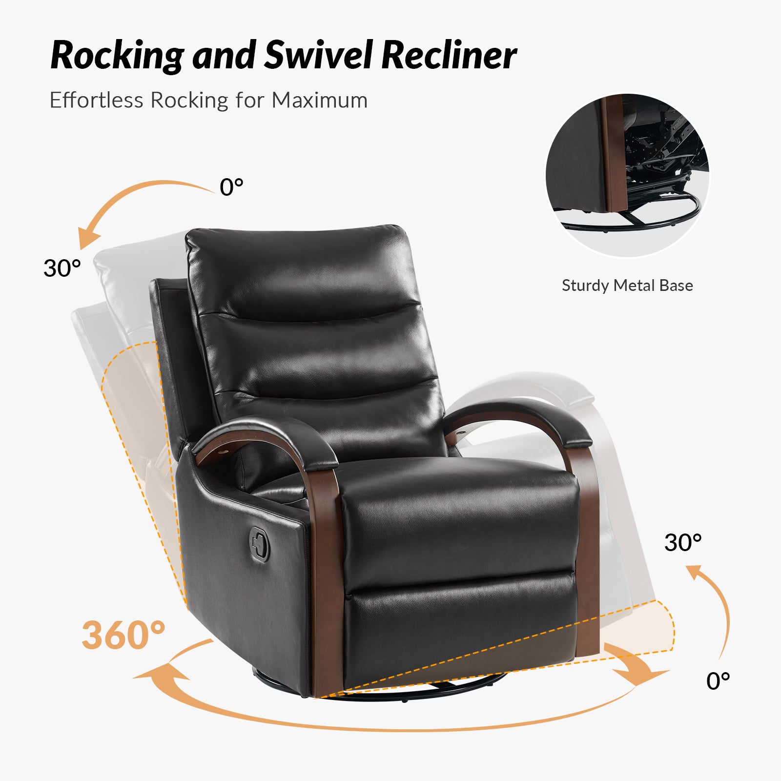 Konradin Genuine Leather Swivel Rocking Manual Recliner