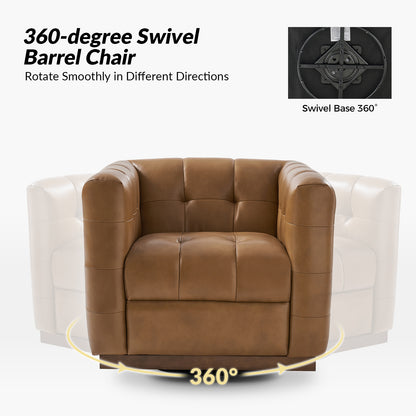 Arnold Genuine Leather Swivel Club Chair