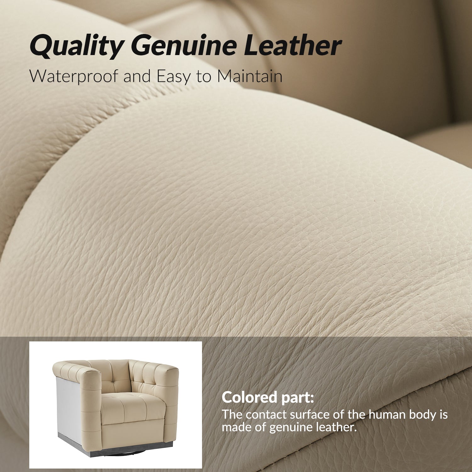 Arnold Genuine Leather Swivel Club Chair