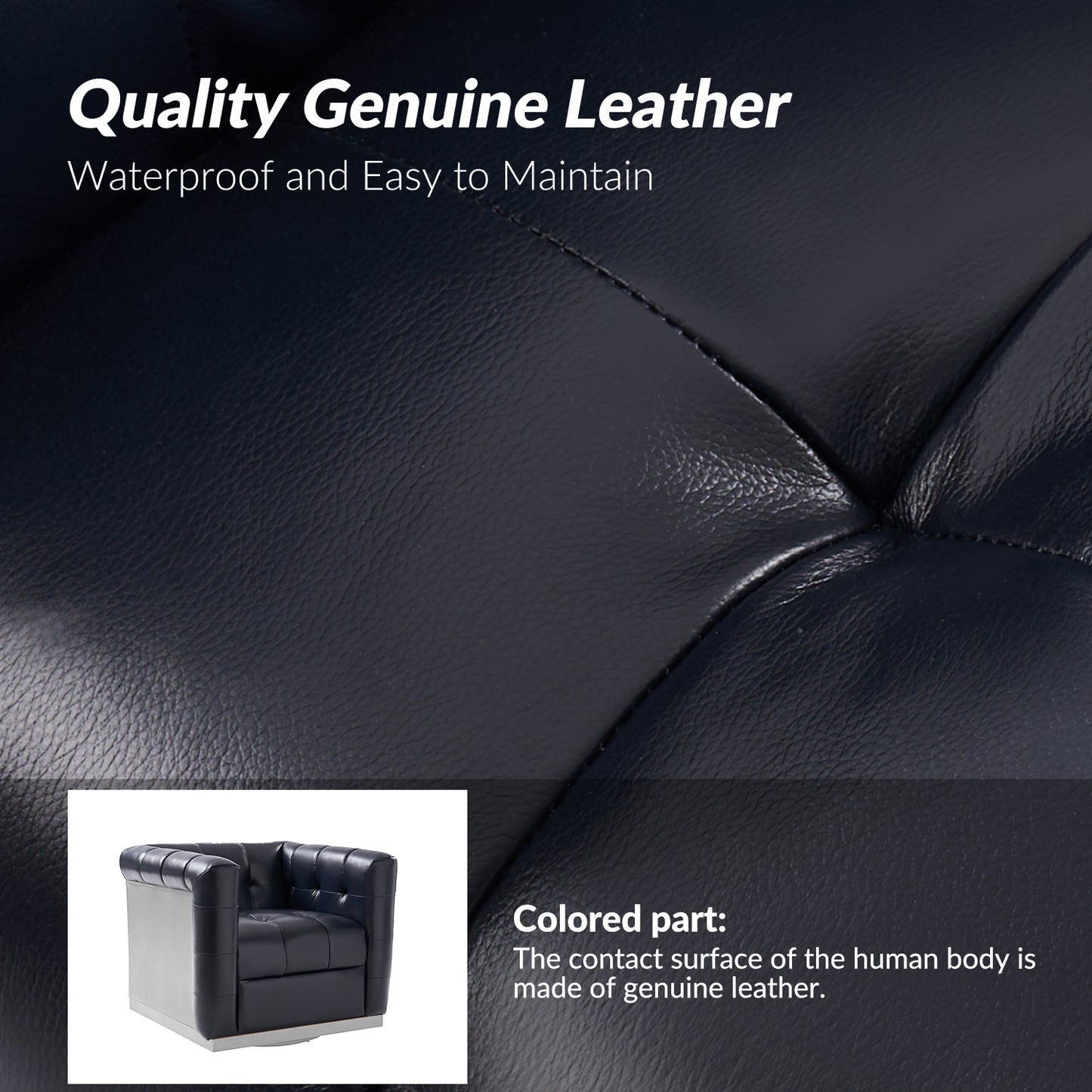 Arnold Genuine Leather Swivel Club Chair