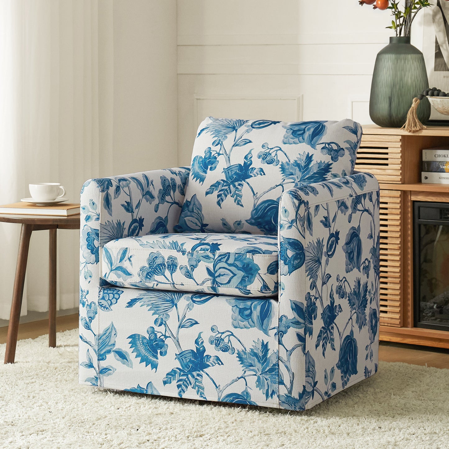 Armando Slipcovered Swivel Chair
