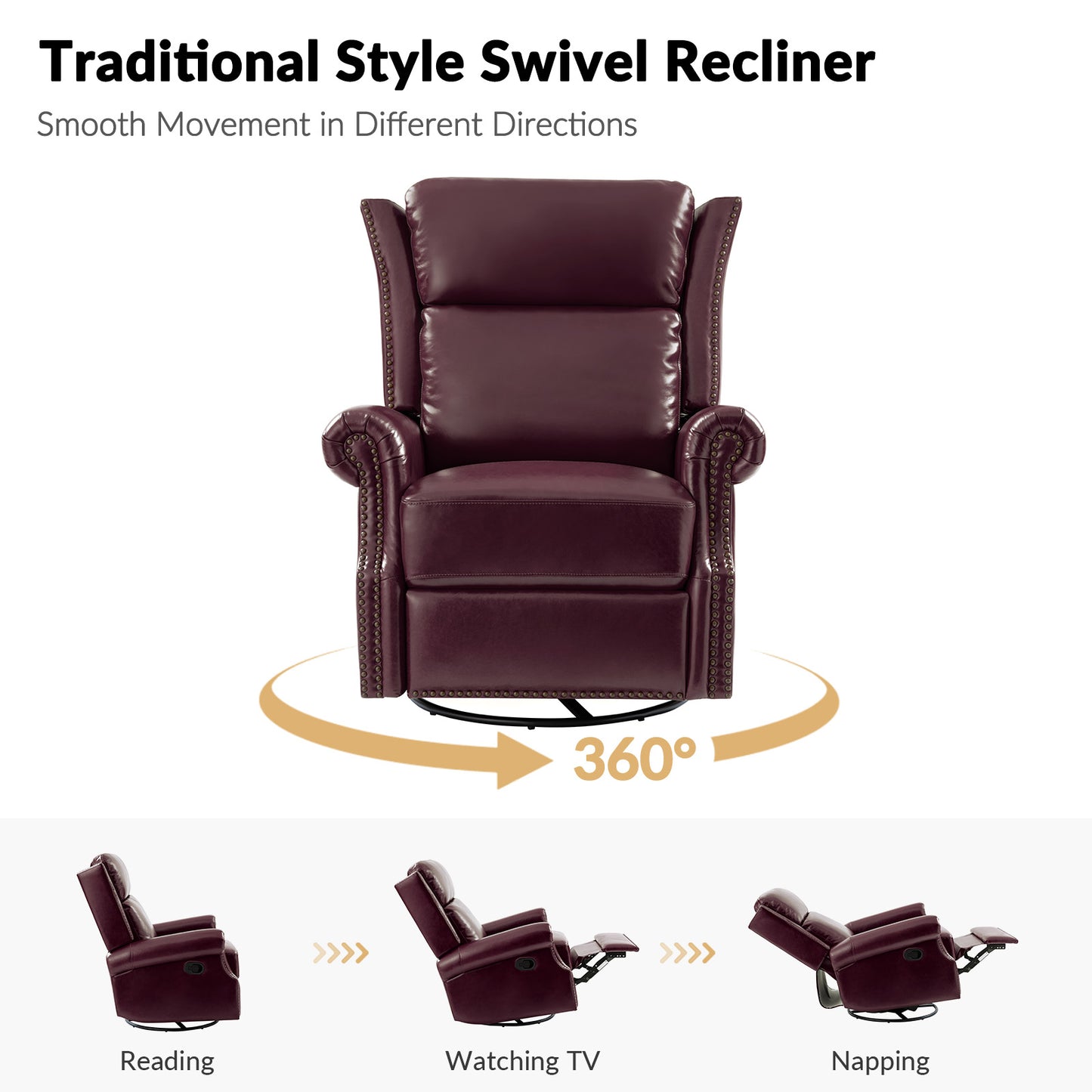 Albert Genuine Leather Manual Swivel Glider Recliner