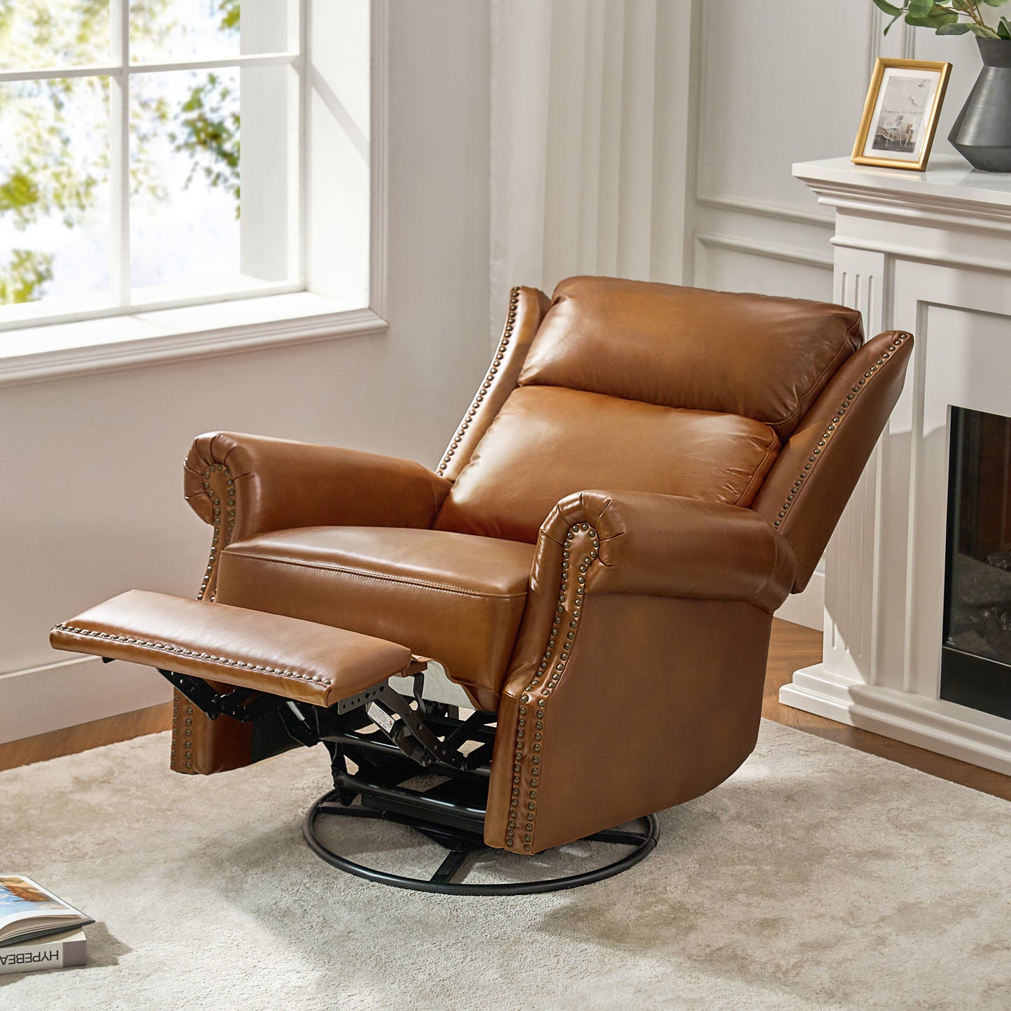 Albert Genuine Leather Manual Swivel Glider Recliner