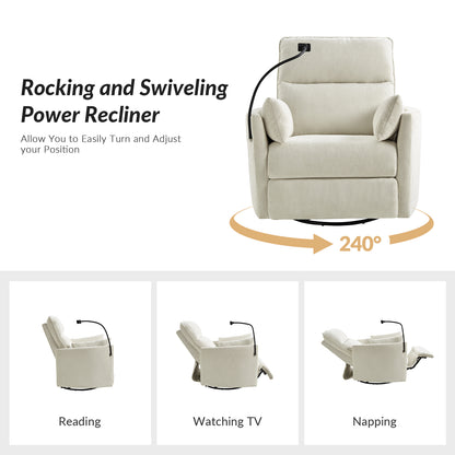 Archibald Power Rocking Swivel Nursery Recliner