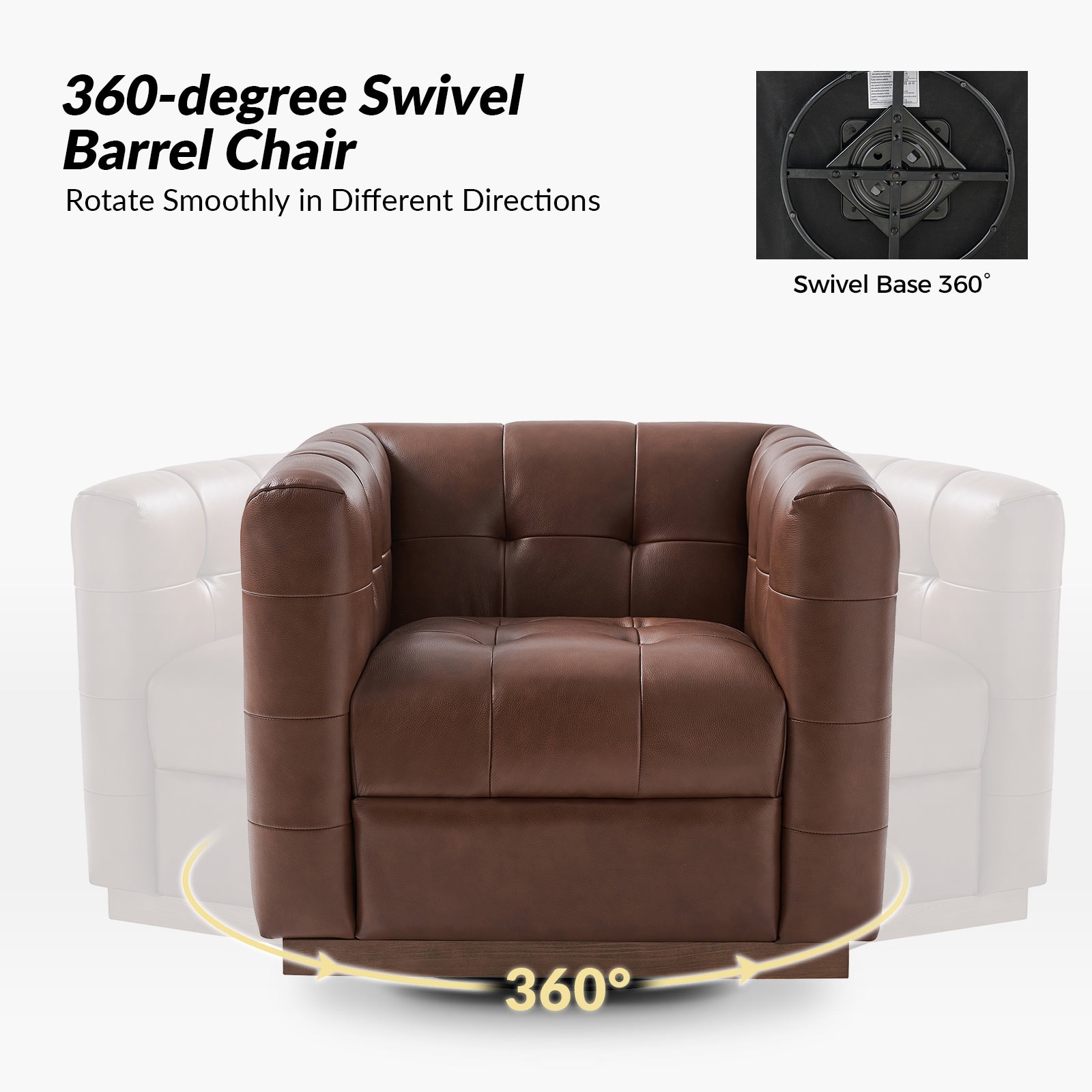 Arnold Genuine Leather Swivel Club Chair
