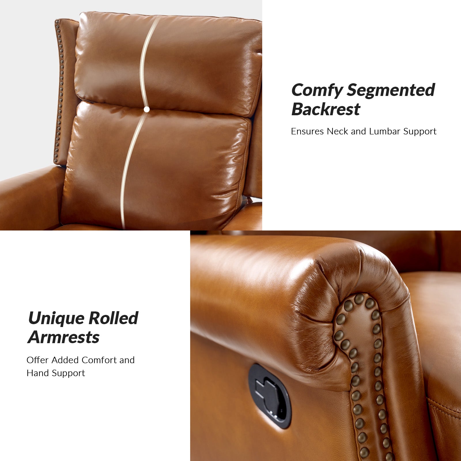 Albert Genuine Leather Manual Swivel Glider Recliner