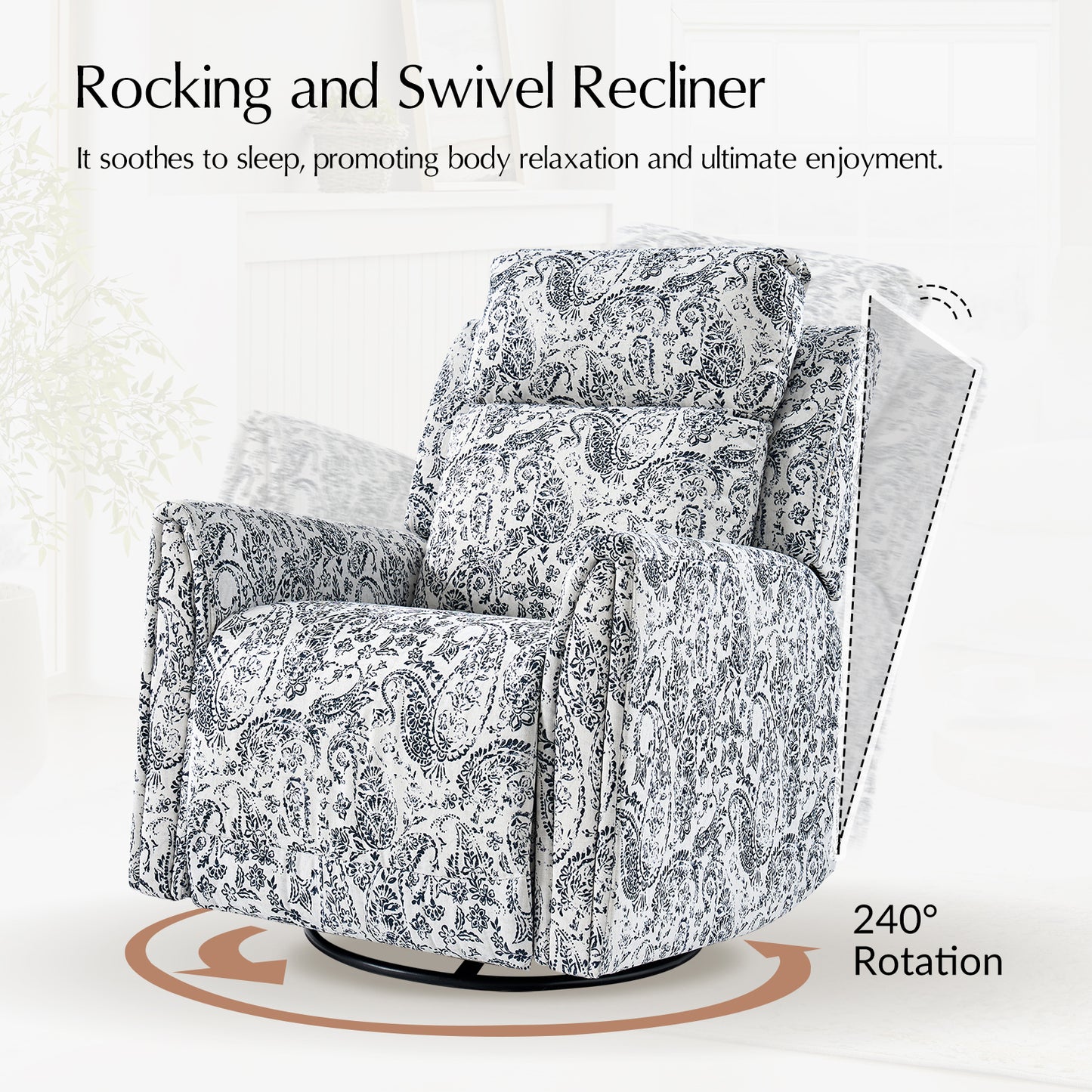 Alfons Swivel And Rocker Power Recliner With Headrest
