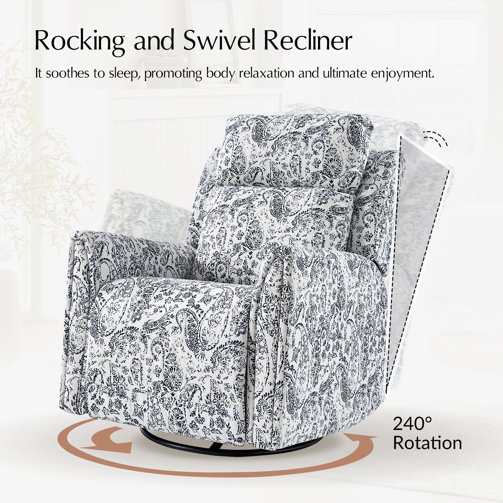 Alfons Swivel And Rocker Power Recliner With Headrest