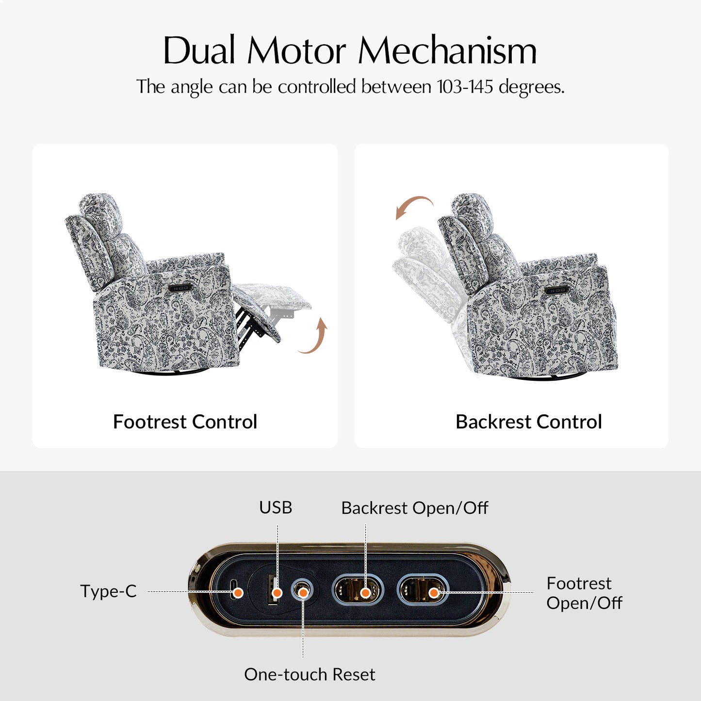 Alfons Swivel And Rocker Power Recliner With Headrest