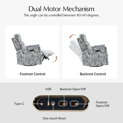 Alfons Swivel And Rocker Power Recliner With Headrest
