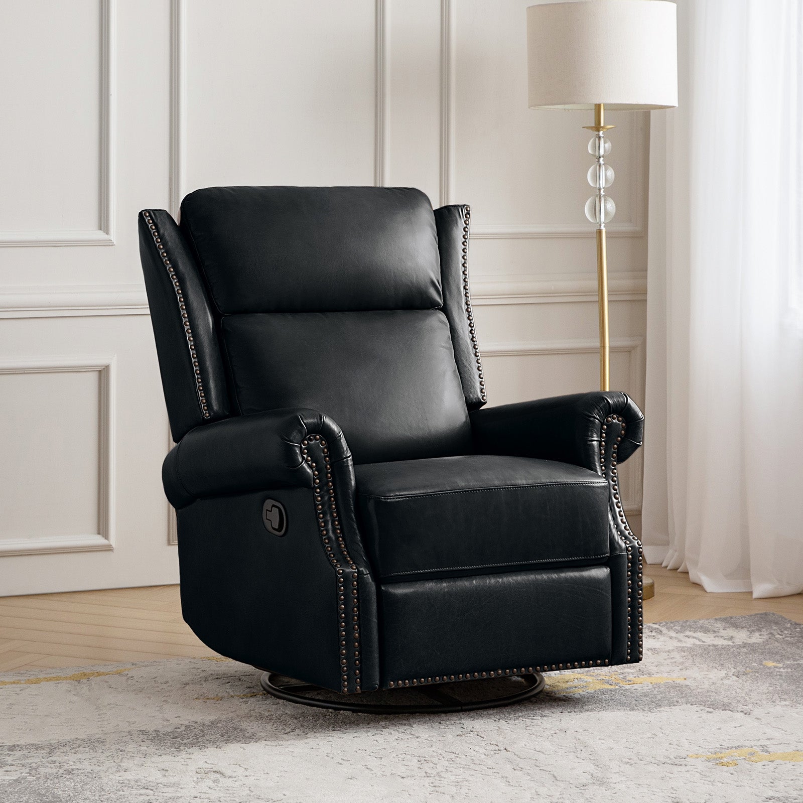 Albert Genuine Leather Manual Swivel Glider Recliner