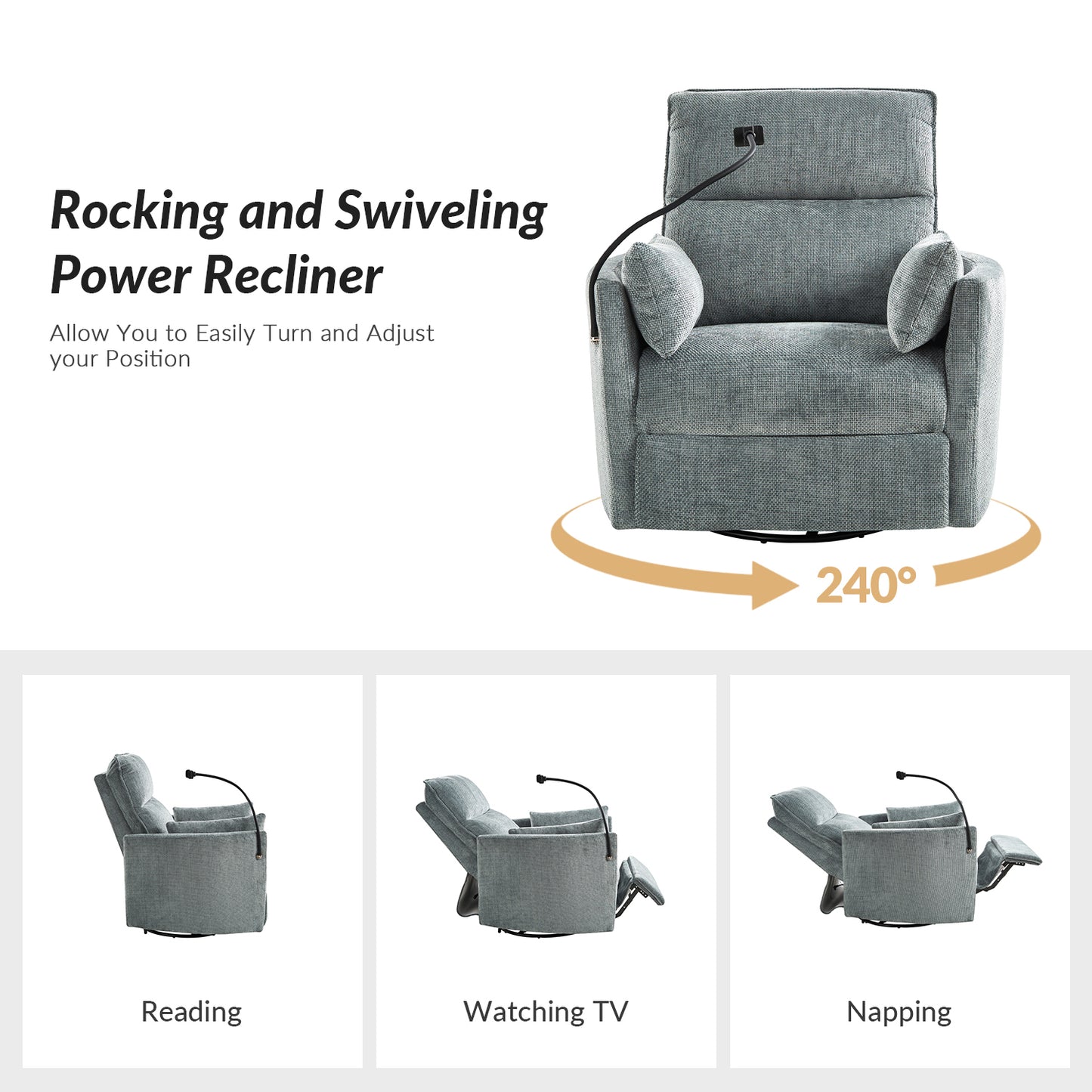 Archibald Power Rocking Swivel Nursery Recliner