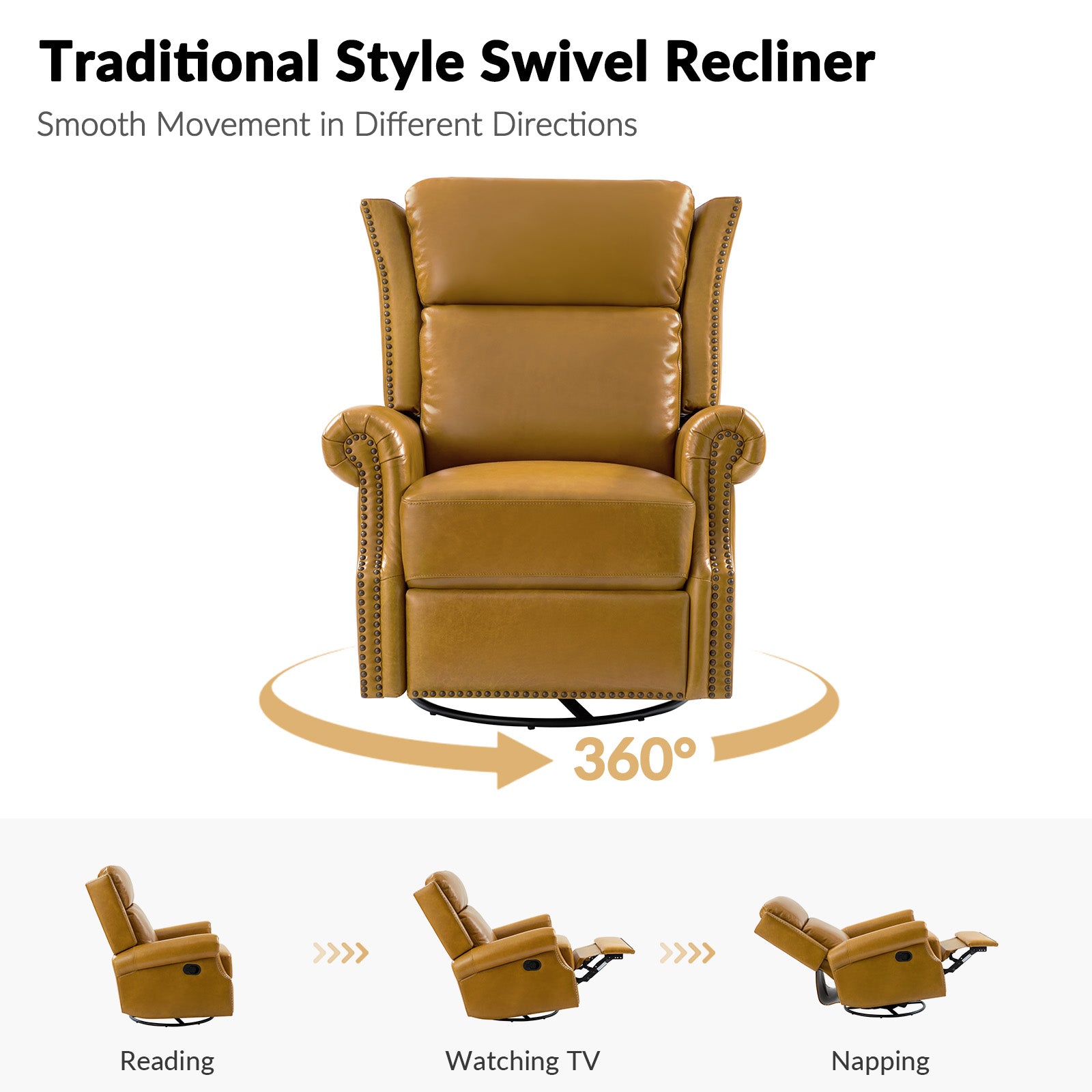 Albert Genuine Leather Manual Swivel Glider Recliner