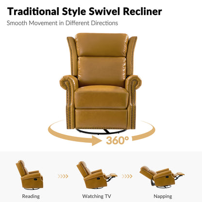 Albert Genuine Leather Manual Swivel Glider Recliner