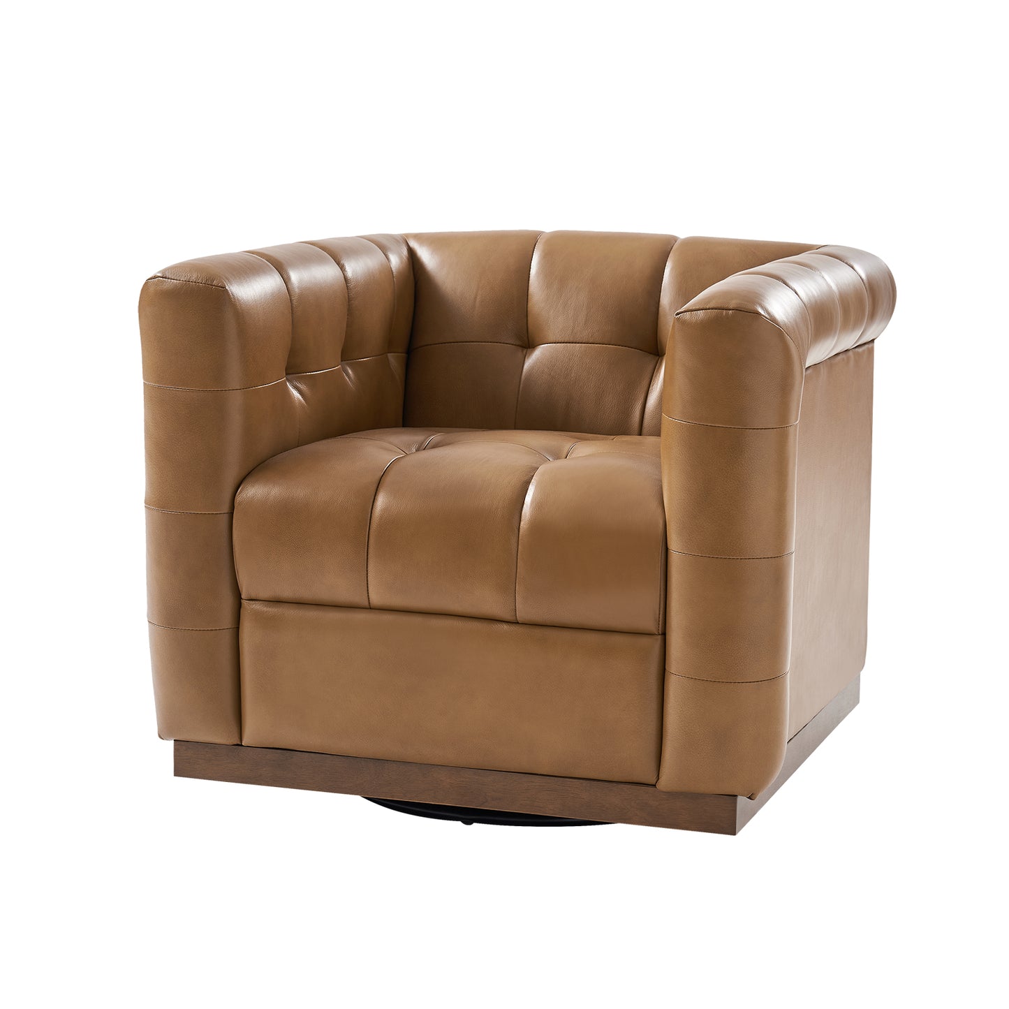 Arnold Genuine Leather Swivel Club Chair