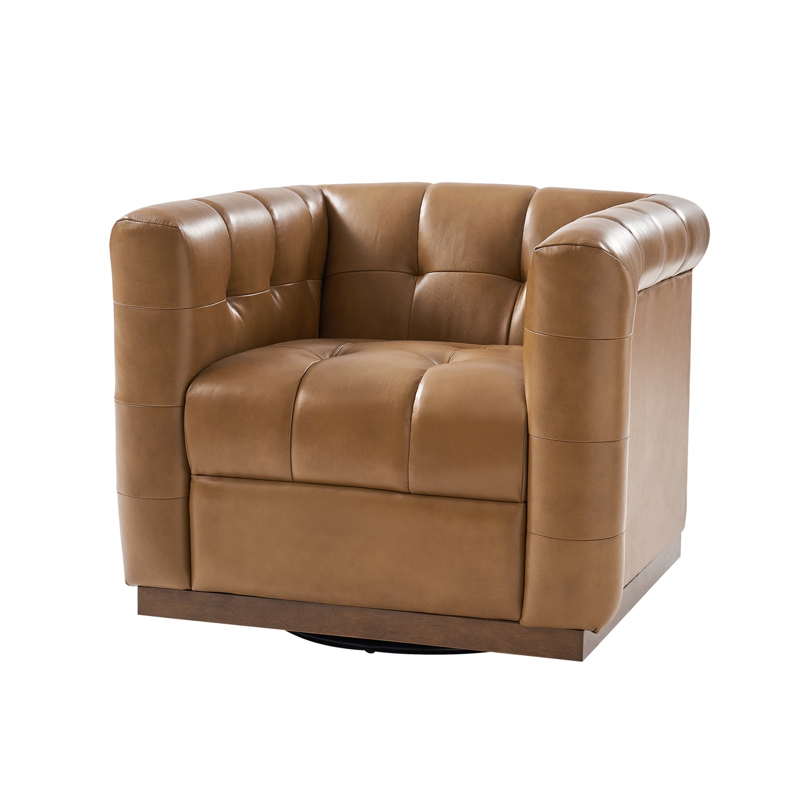 Arnold Genuine Leather Swivel Club Chair