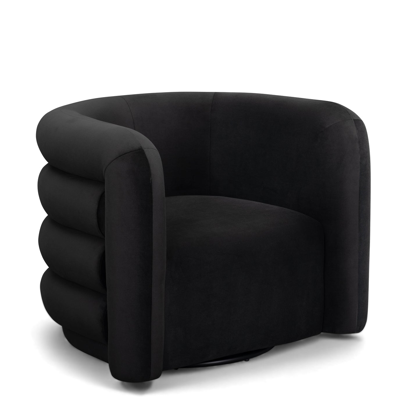 Curves Performance Velvet Swivel Accent Chair in Black