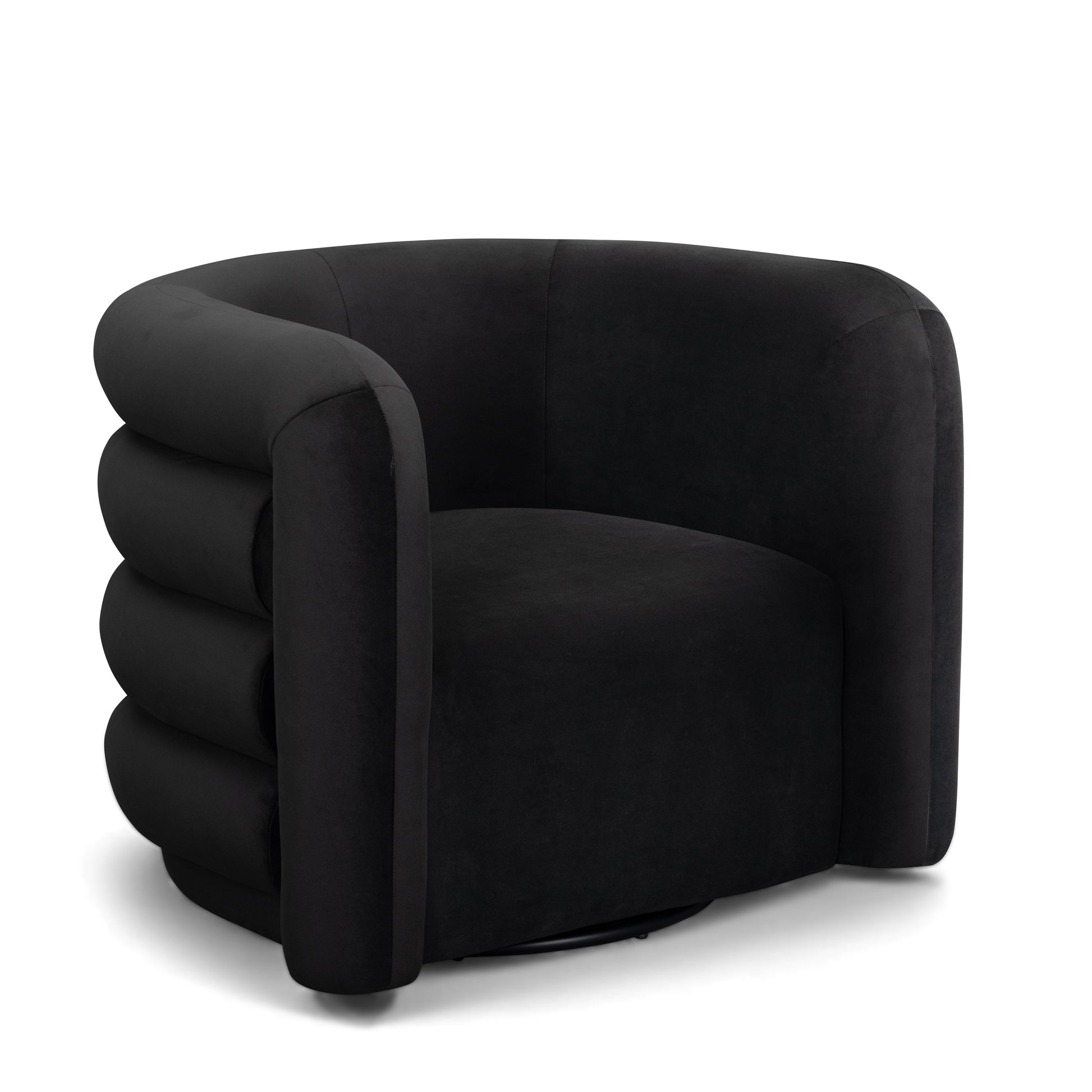 Curves Performance Velvet Swivel Accent Chair in Black