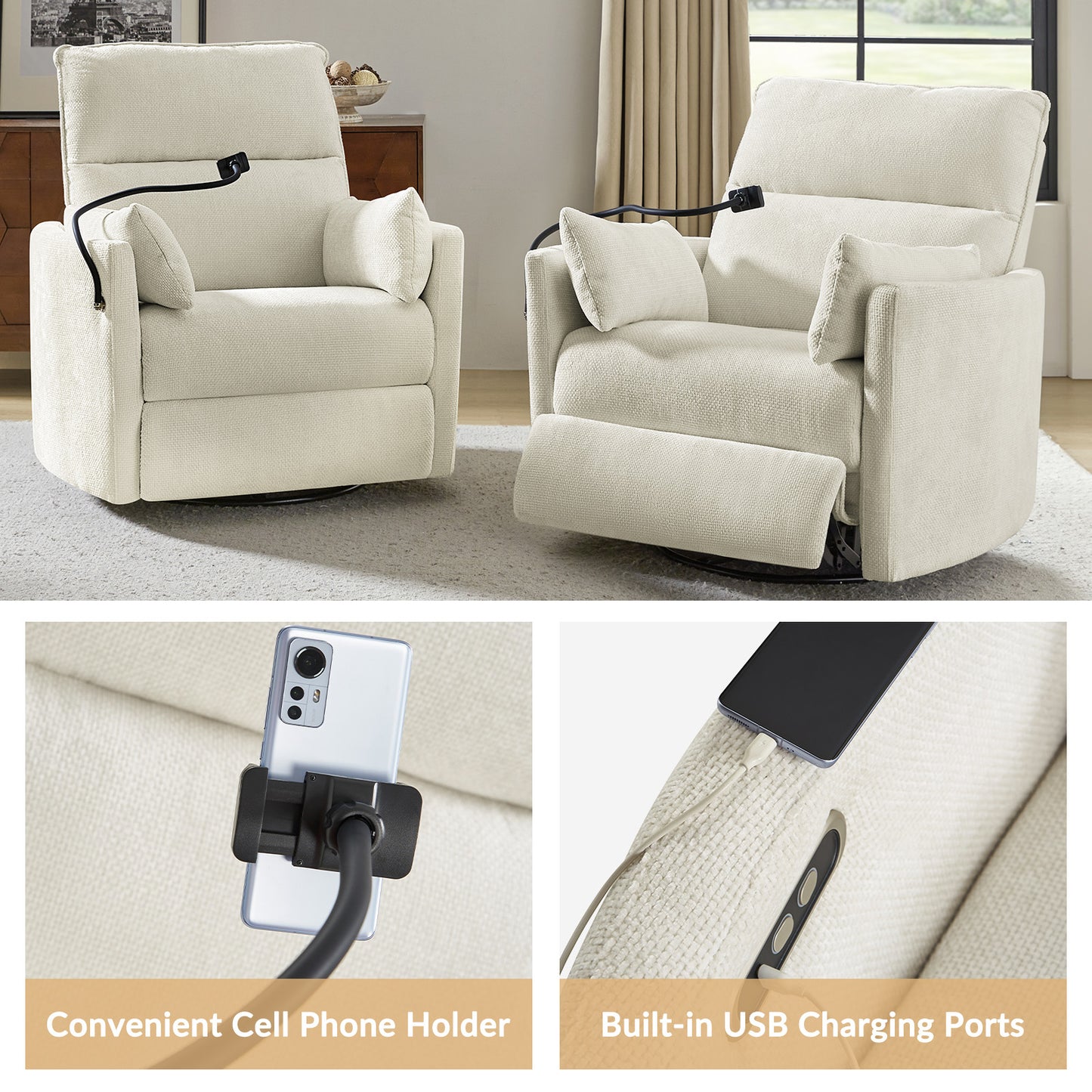 Archibald Power Rocking Swivel Nursery Recliner