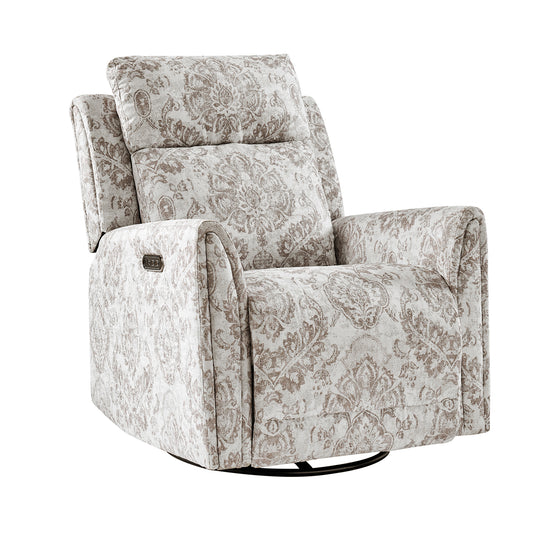 Alfons Swivel And Rocker Power Recliner With Headrest in Beige