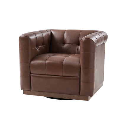 Arnold Genuine Leather Swivel Club Chair