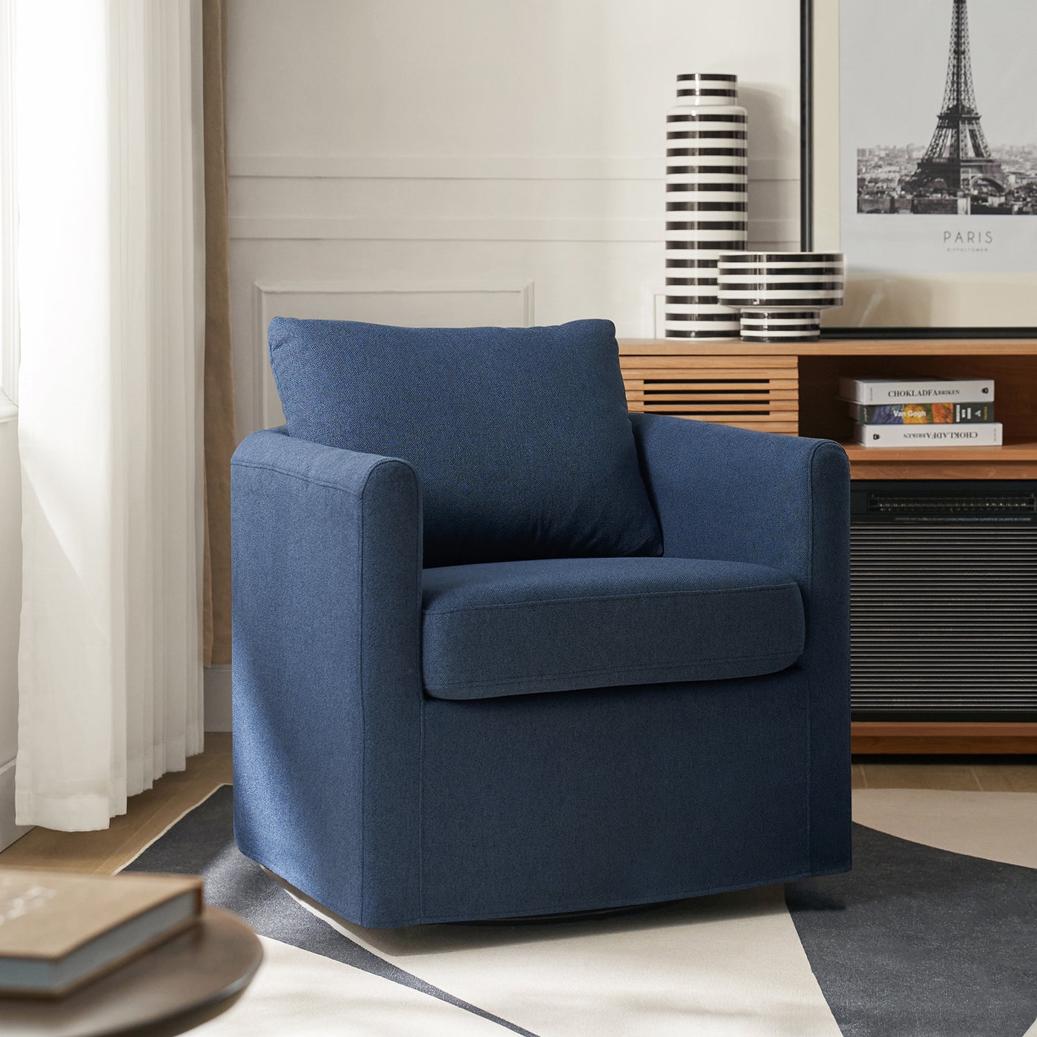 Asser Slipcovered Swivel Chair