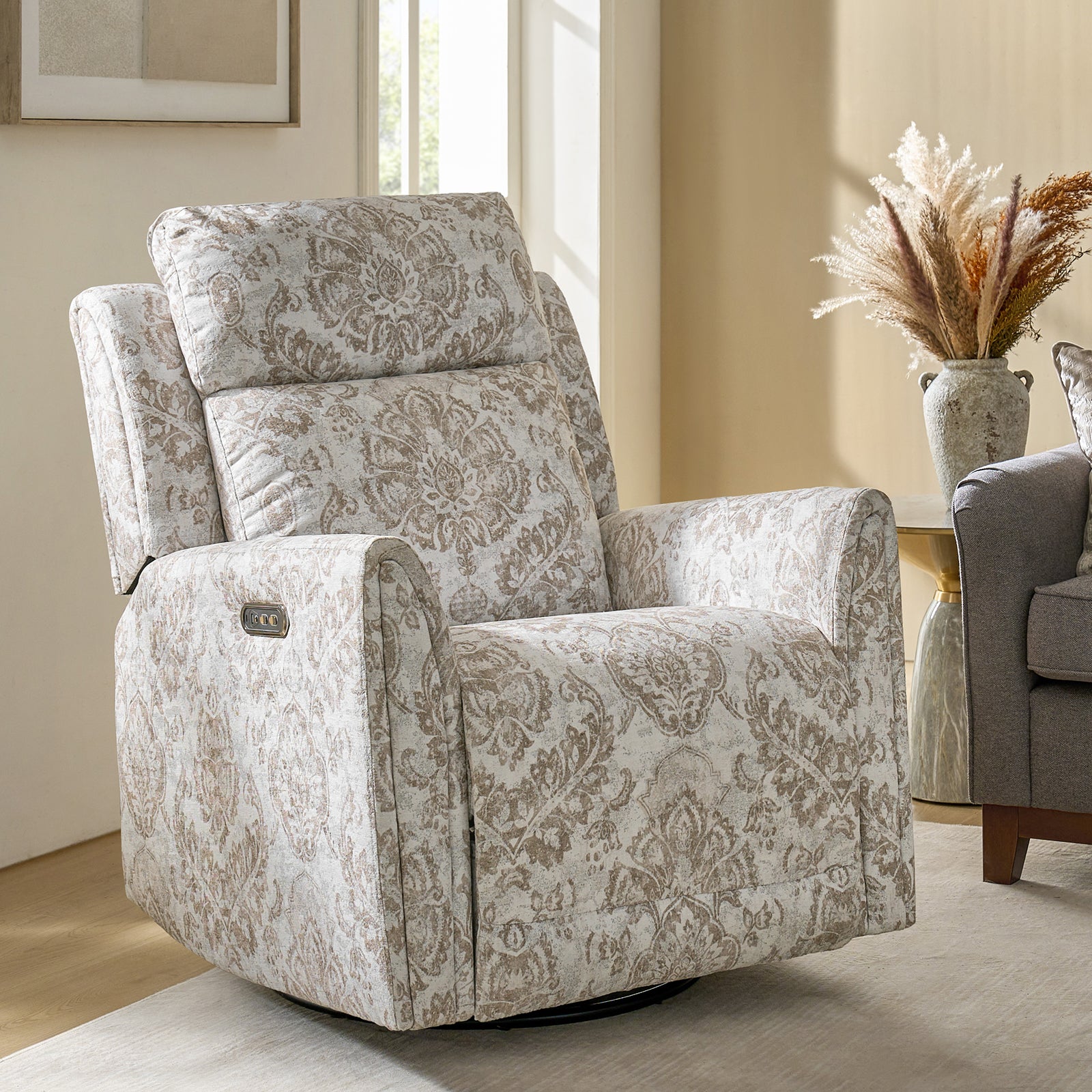 Alfons Swivel And Rocker Power Recliner With Headrest