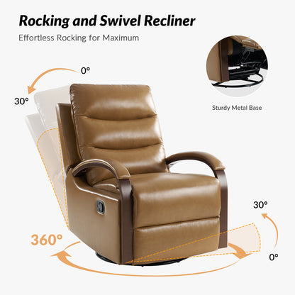 Konradin Genuine Leather Swivel Rocking Manual Recliner
