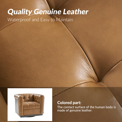 Arnold Genuine Leather Swivel Club Chair
