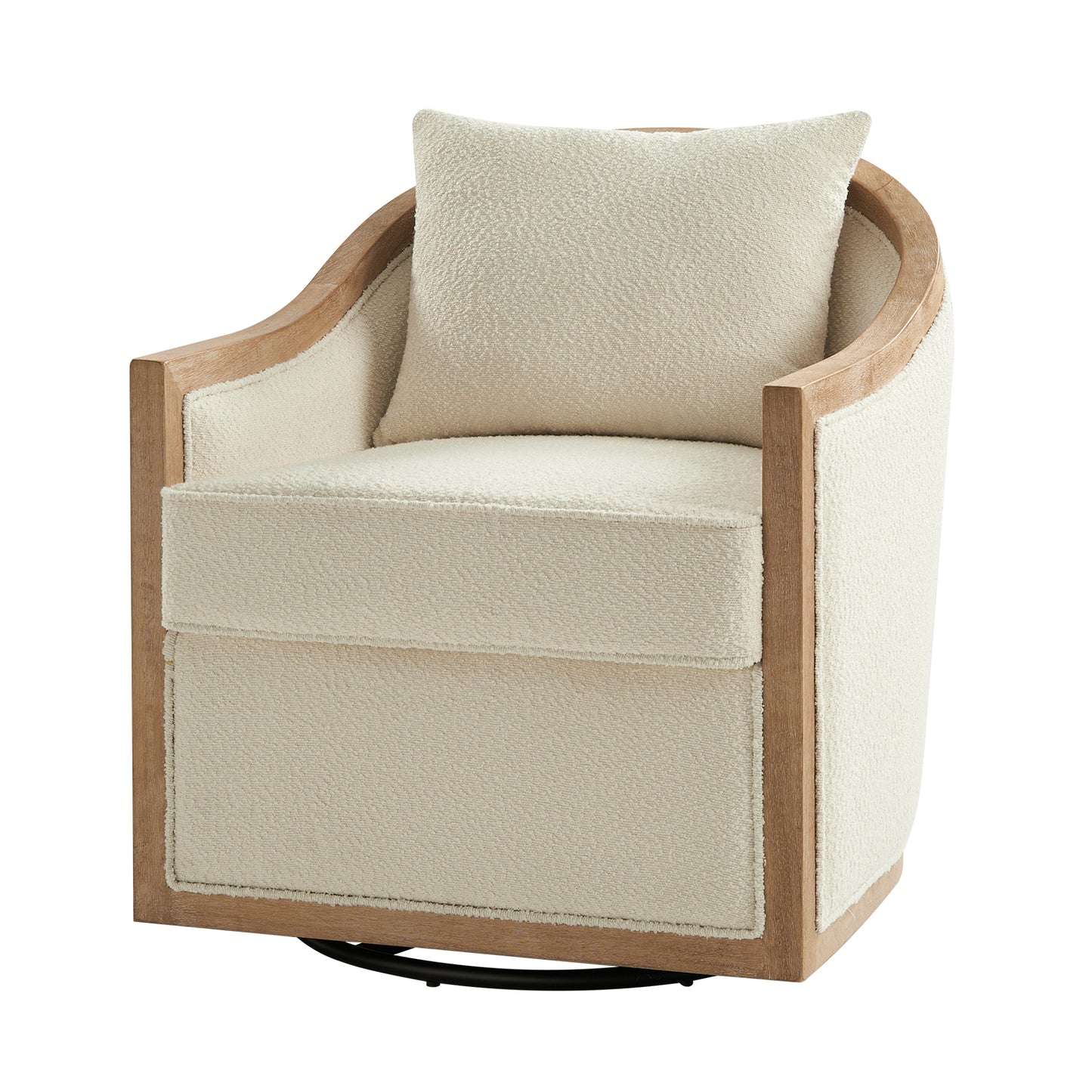 Paul Jess Farmhouse Swivel Chair in Ivory