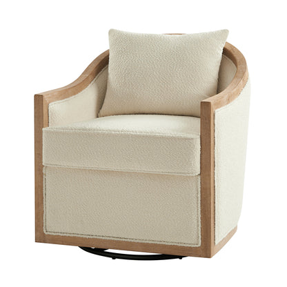 Paul Jess Farmhouse Swivel Chair in Ivory