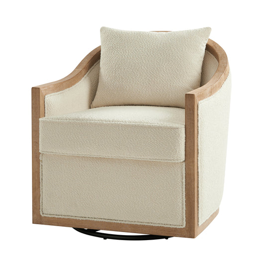 Paul Jess Farmhouse Swivel Chair in Ivory