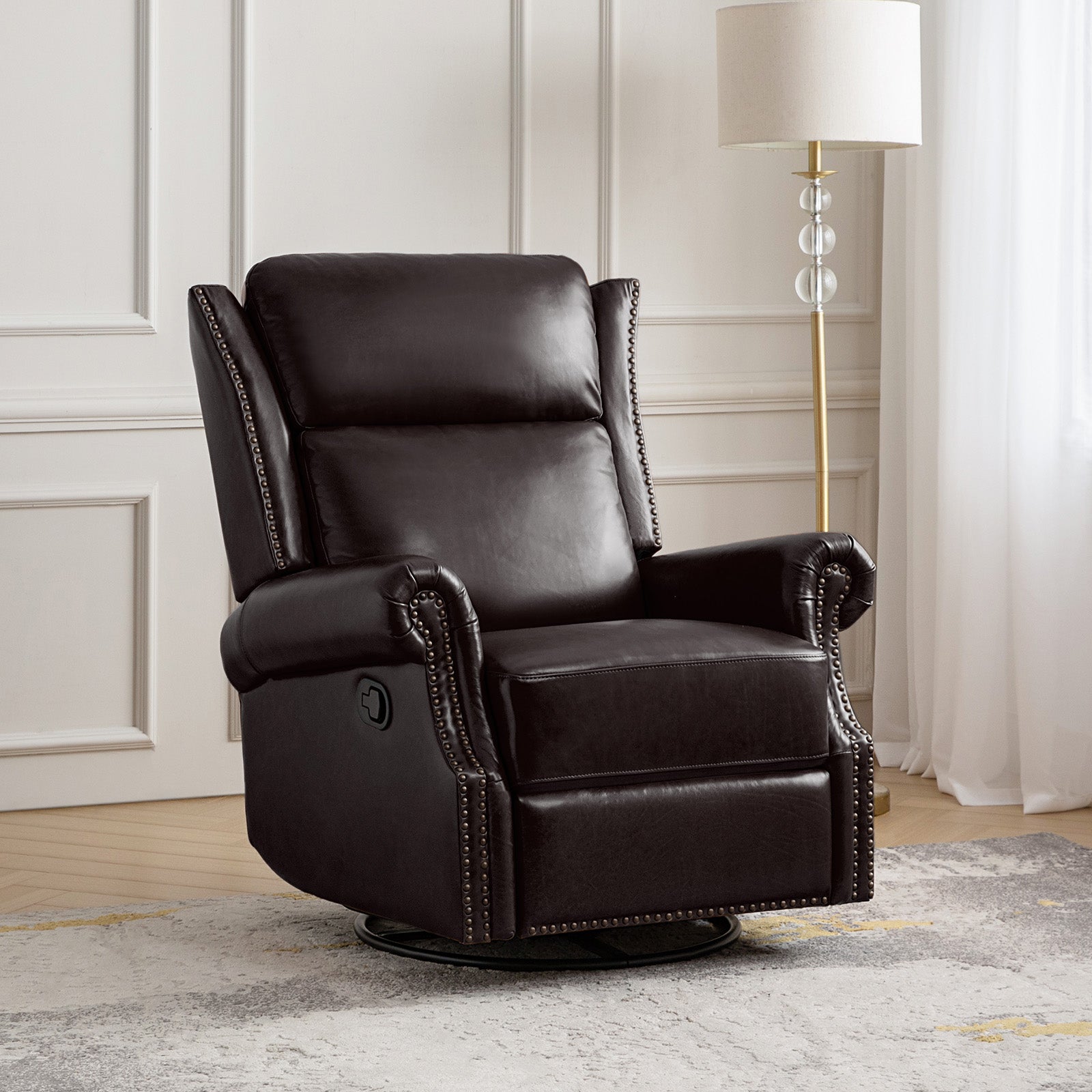 Albert Genuine Leather Manual Swivel Glider Recliner