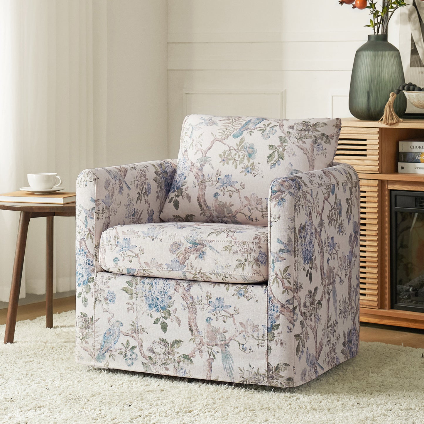 Armando Slipcovered Swivel Chair
