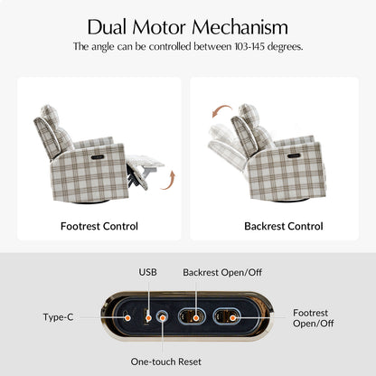 Alfons Swivel And Rocker Power Recliner With Headrest