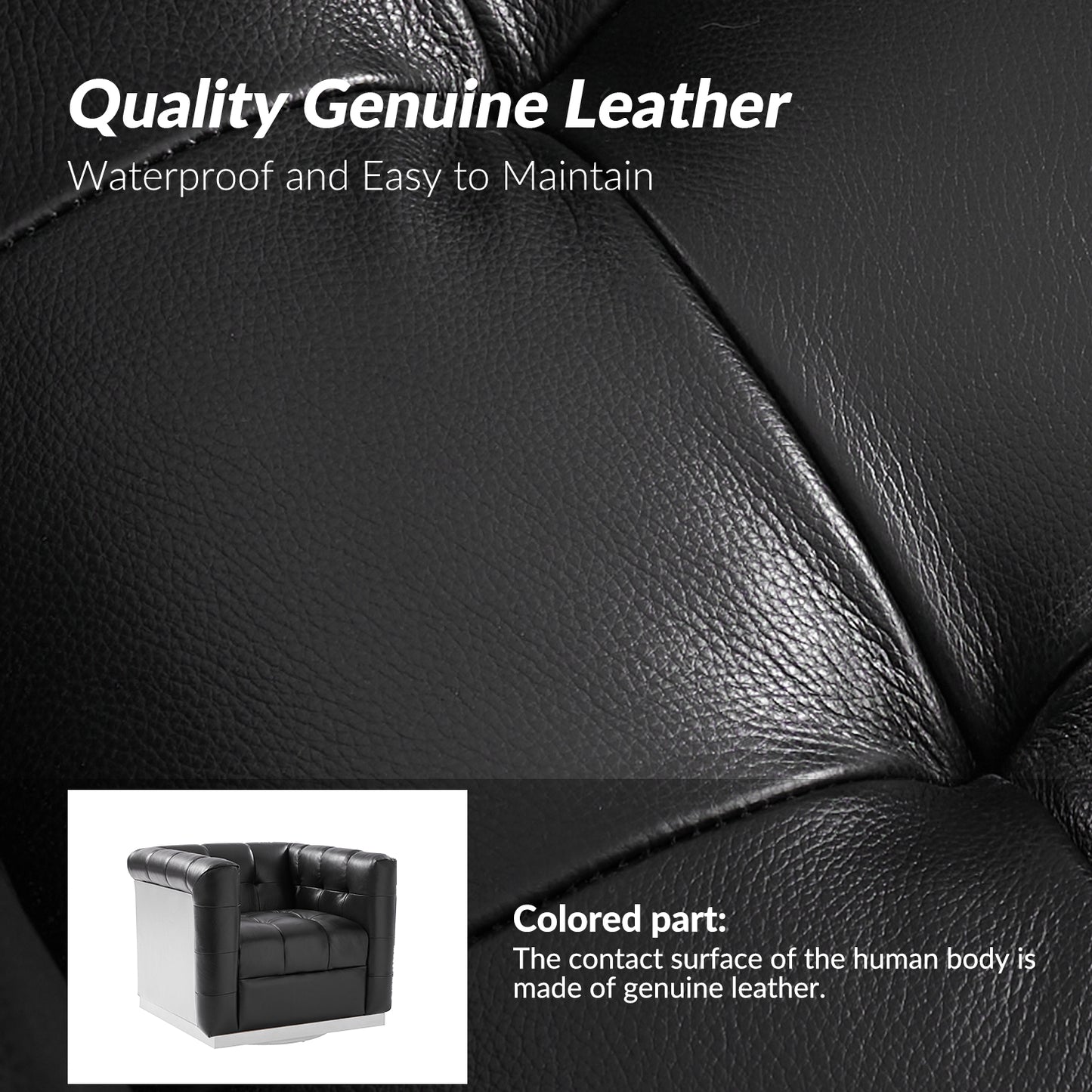 Arnold Genuine Leather Swivel Club Chair