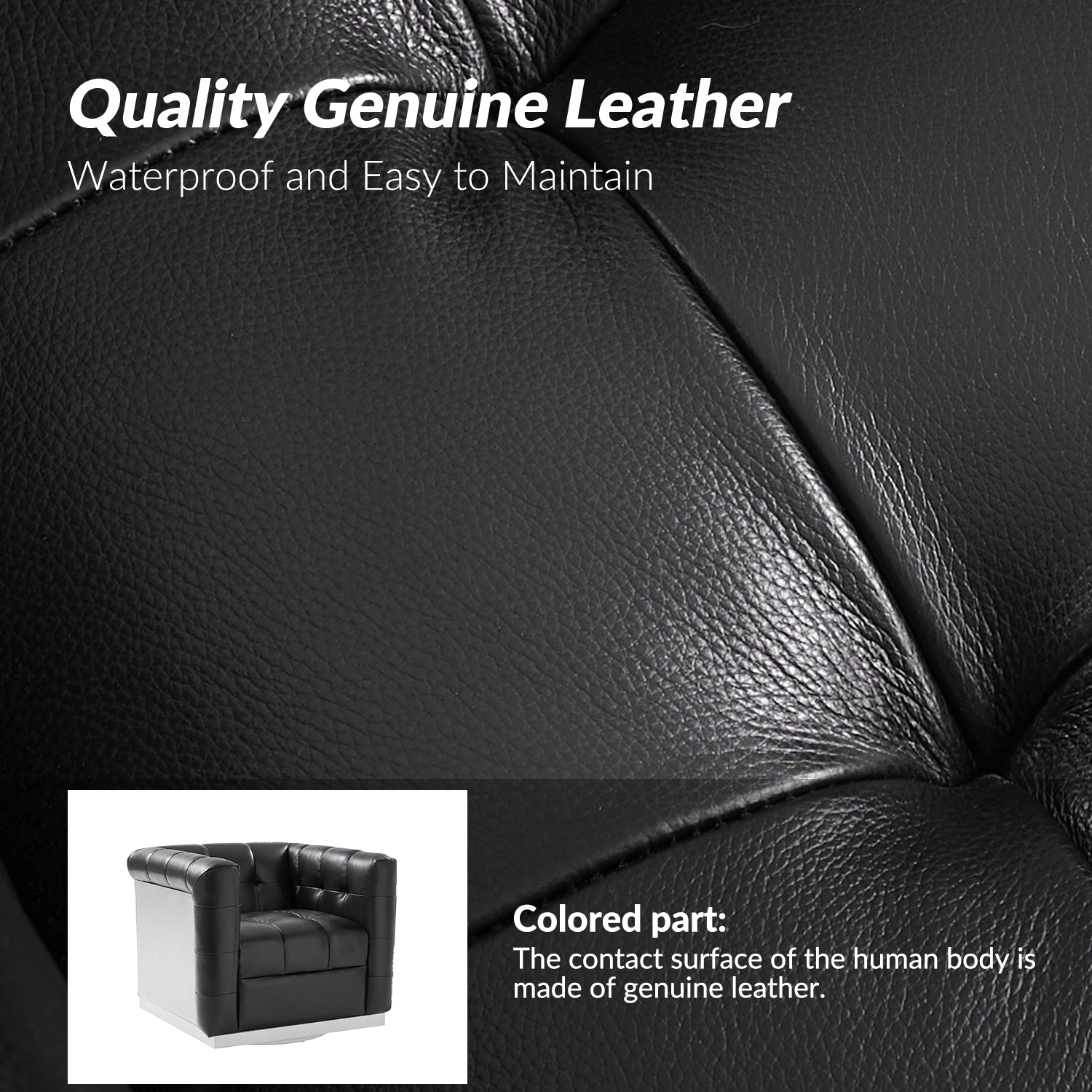 Arnold Genuine Leather Swivel Club Chair