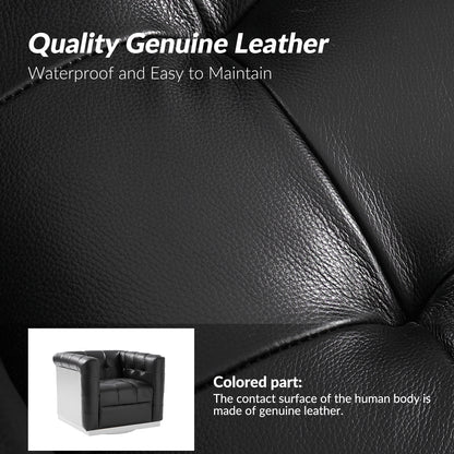 Arnold Genuine Leather Swivel Club Chair